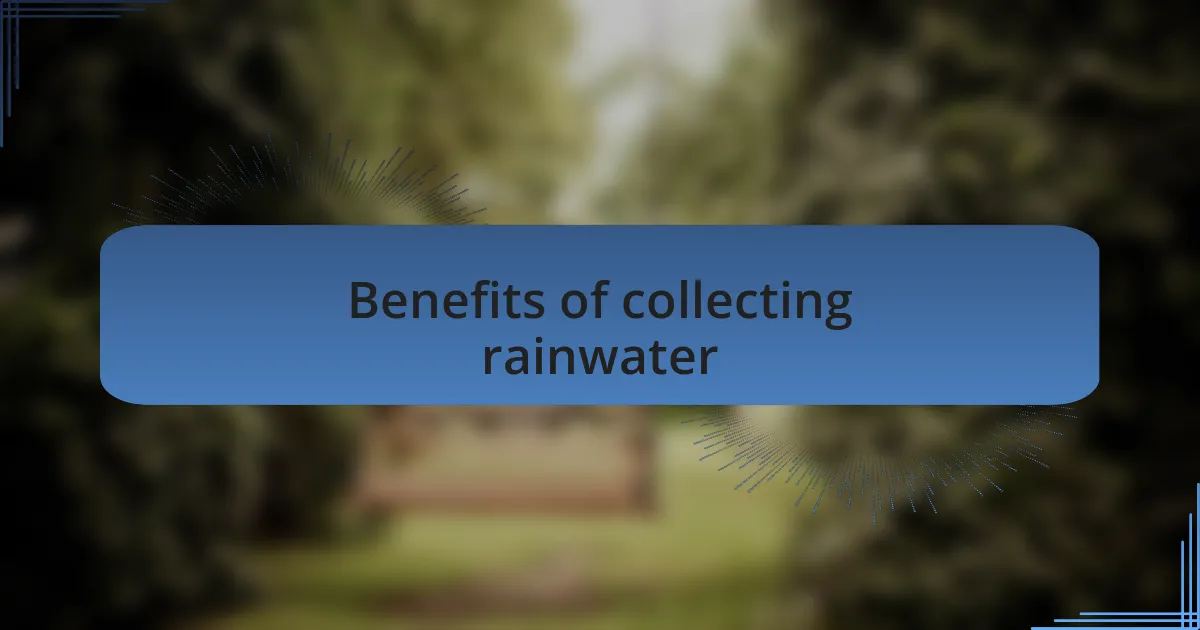 Benefits of collecting rainwater