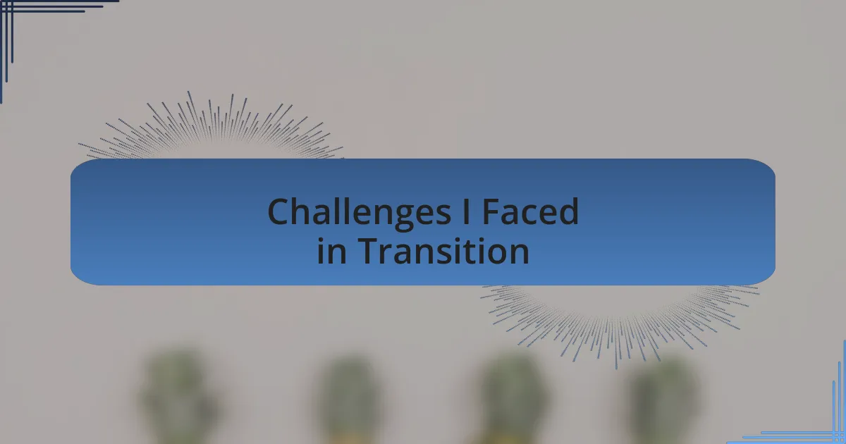Challenges I Faced in Transition