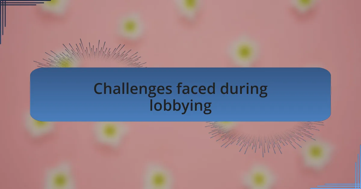 Challenges faced during lobbying