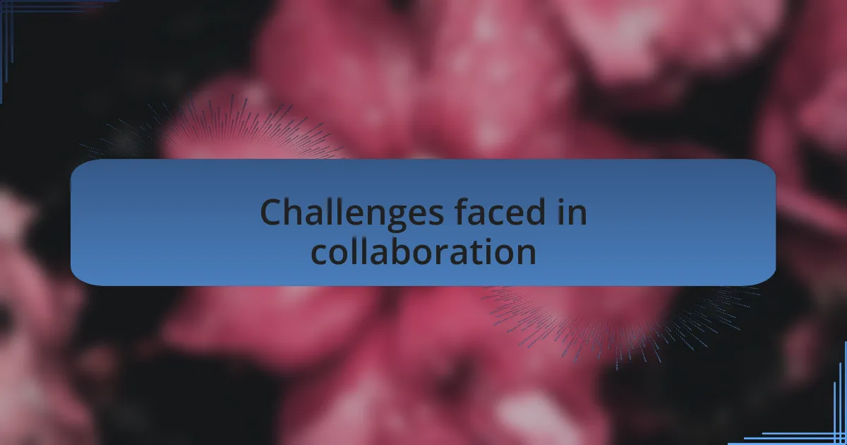 Challenges faced in collaboration