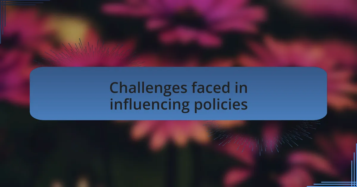 Challenges faced in influencing policies