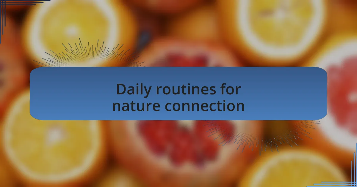 Daily routines for nature connection