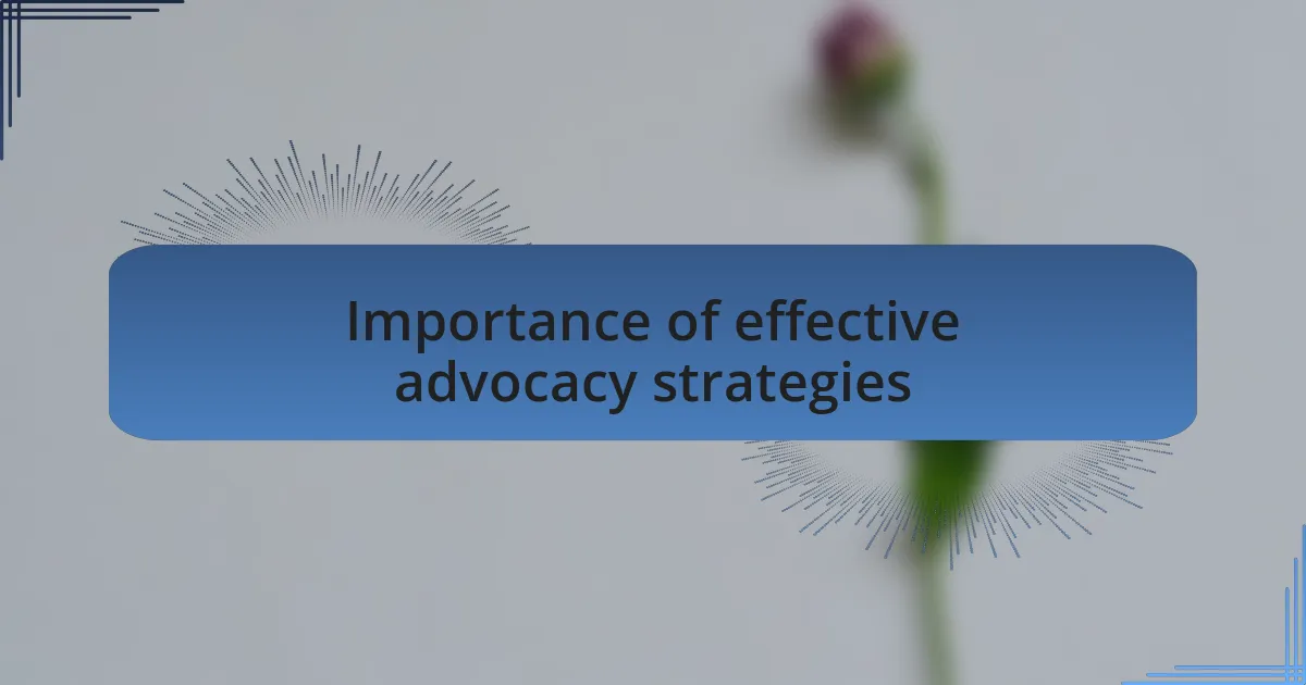 Importance of effective advocacy strategies