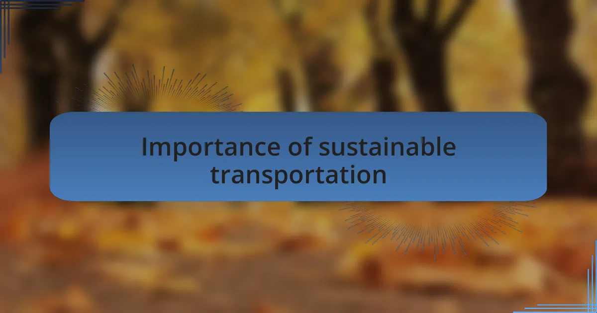 Importance of sustainable transportation