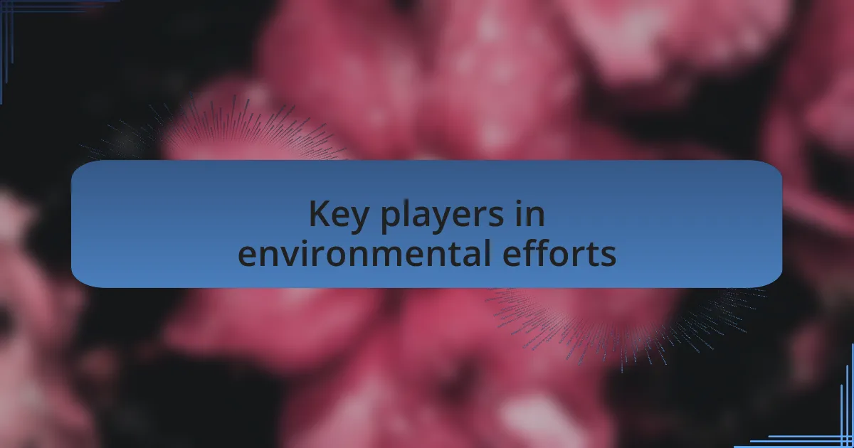 Key players in environmental efforts