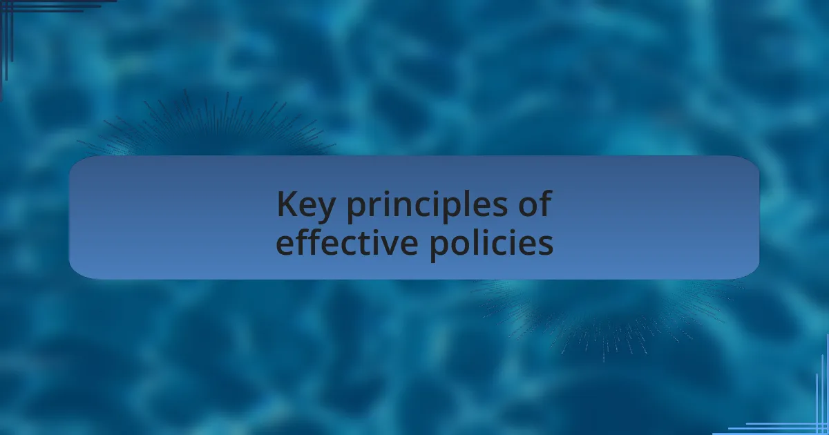 Key principles of effective policies
