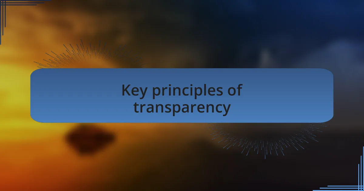 Key principles of transparency