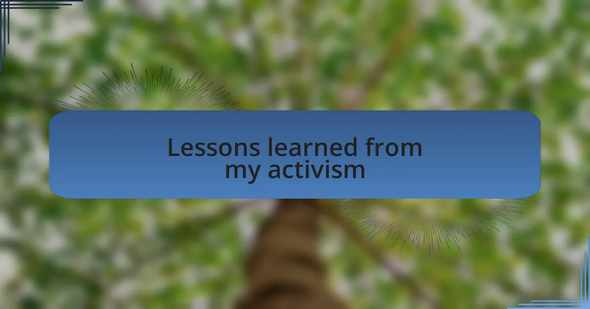 Lessons learned from my activism