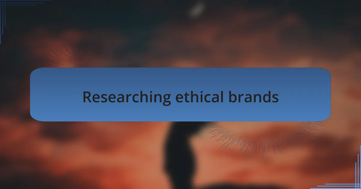 Researching ethical brands