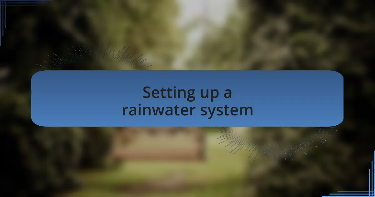 Setting up a rainwater system