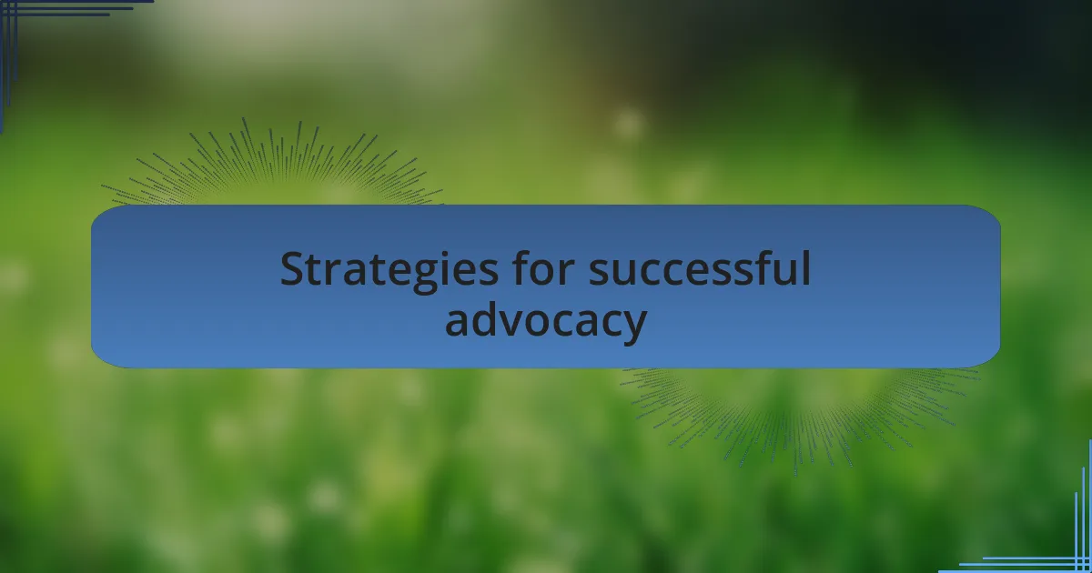 Strategies for successful advocacy