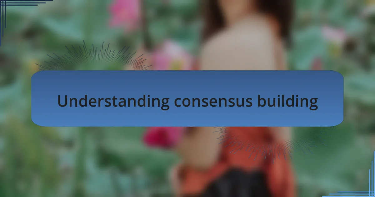 Understanding consensus building