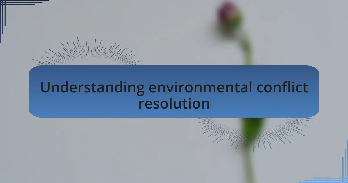 Understanding environmental conflict resolution