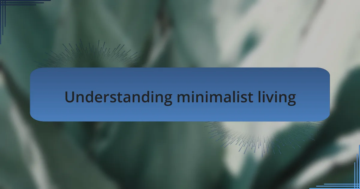 Understanding minimalist living