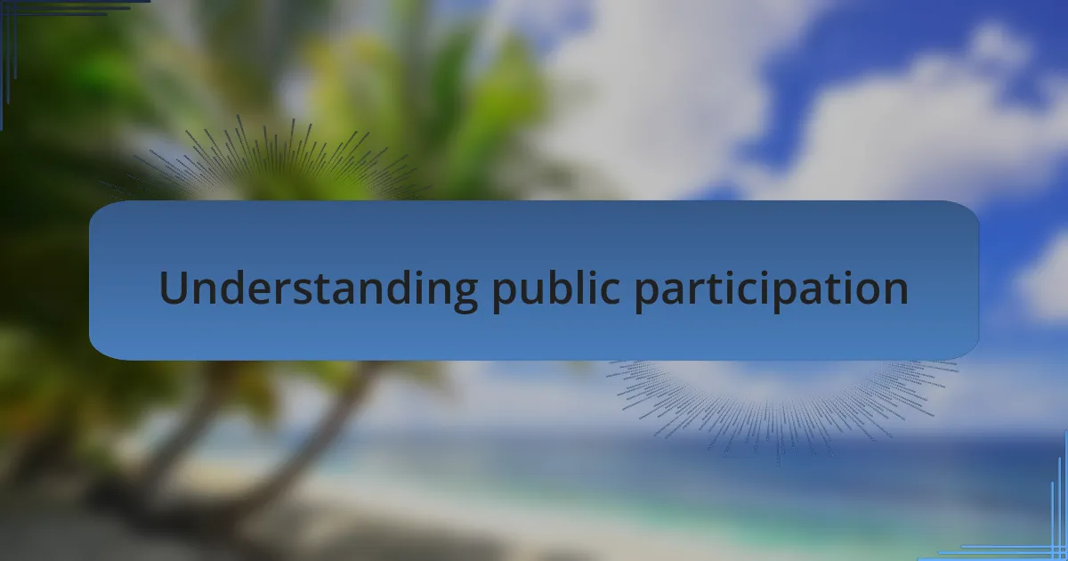 Understanding public participation