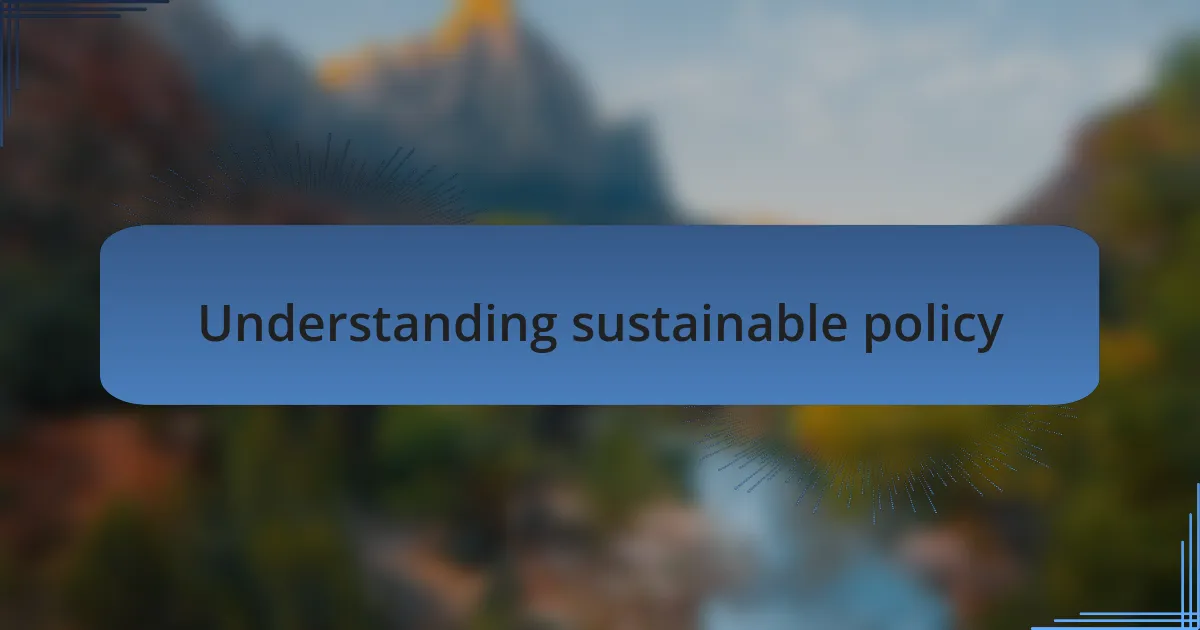 Understanding sustainable policy