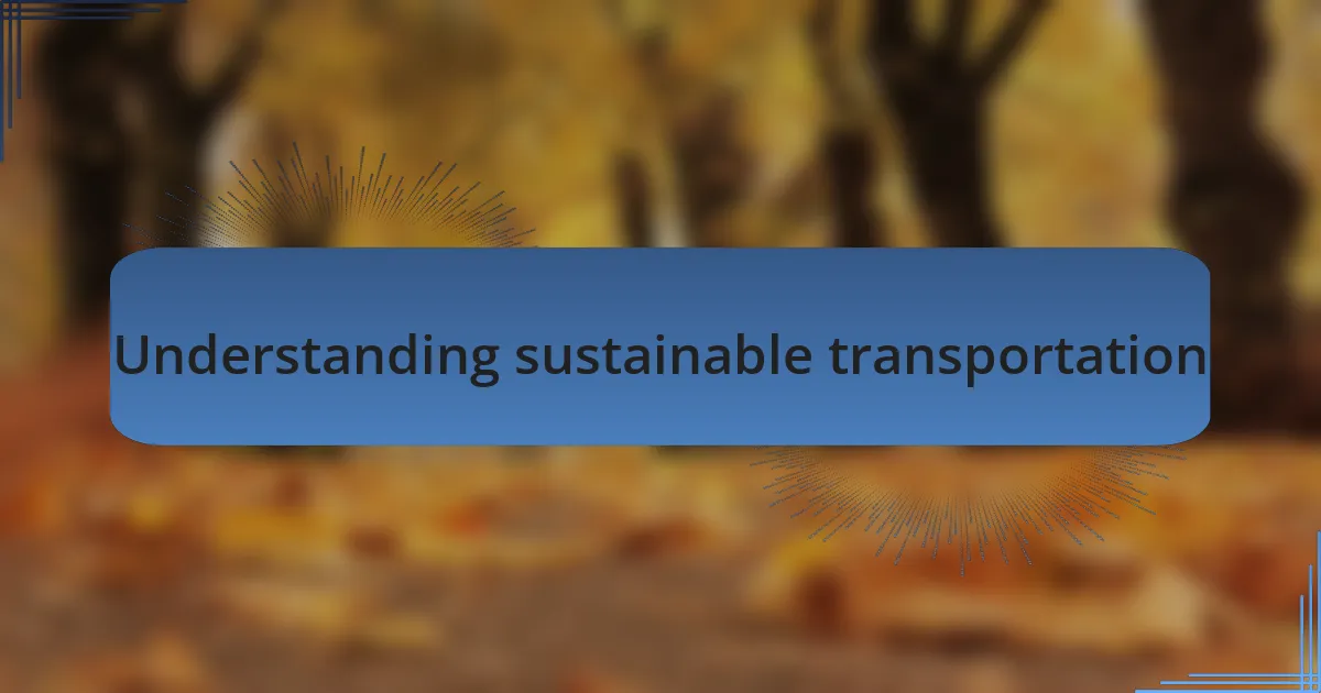 Understanding sustainable transportation